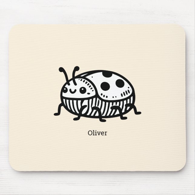 Charming Hand-Drawn Beetle Illustration  Mouse Pad (Front)