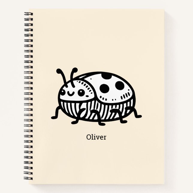Charming Hand-Drawn Beetle Illustration  Notebook (Front)