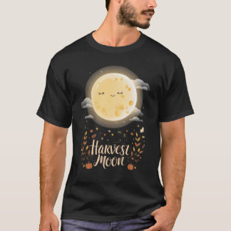 Charming Harvest Moon with Autumn Leaves T-Shirt