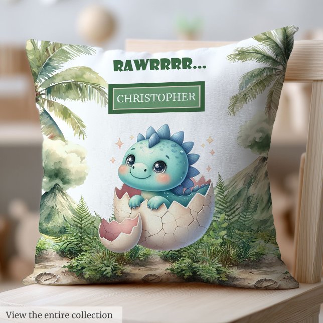 Charming Hatching Soon Baby Dinosaur Nursery  Cushion (Charming Hatching Soon Baby Dinosaur Nursery Throw Pillow)