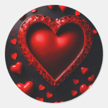 Charming Heart Design Round Stickers