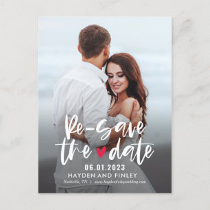 Charming Heart EDITABLE COLOR Re-Save The Date Postcard