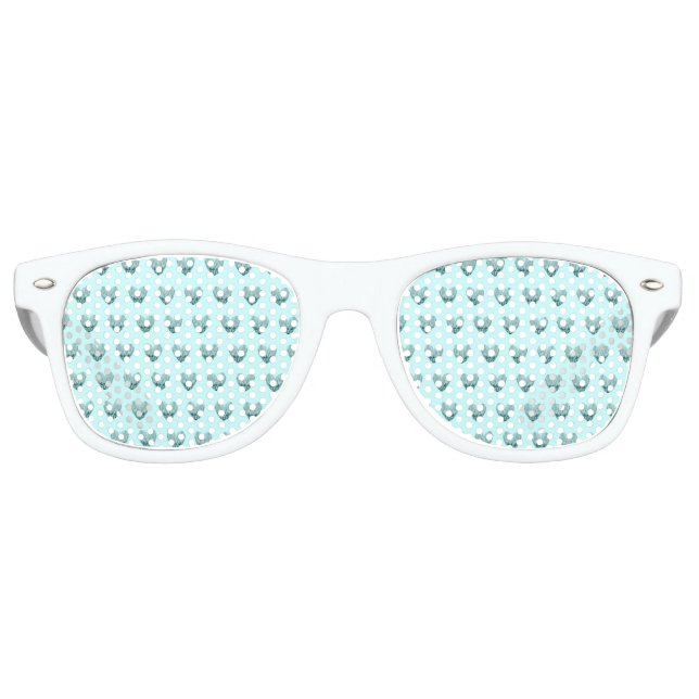 Charming heart pattern in mint green  retro sunglasses (Front)