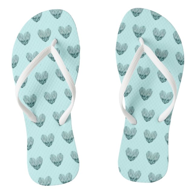 Charming heart pattern in mint green  thongs (Footbed)