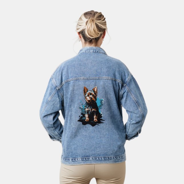 Charming highlighting a Yorkshire Terrier Denim Jacket (Model)