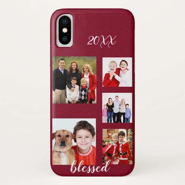 Charming Holiday Family Photo Collage Monogram Case-Mate iPhone Case (Back)
