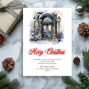 Charming holiday scene Christmas greeting card