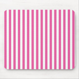 Charming Hot Pink and White Vertical Stripes Mouse Pad