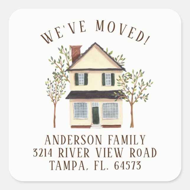 Charming House We've Moved Address Label Sticker (Front)