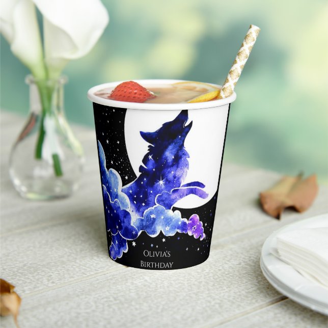 Charming Howling Wolf Birthday Paper Cups (Insitu)