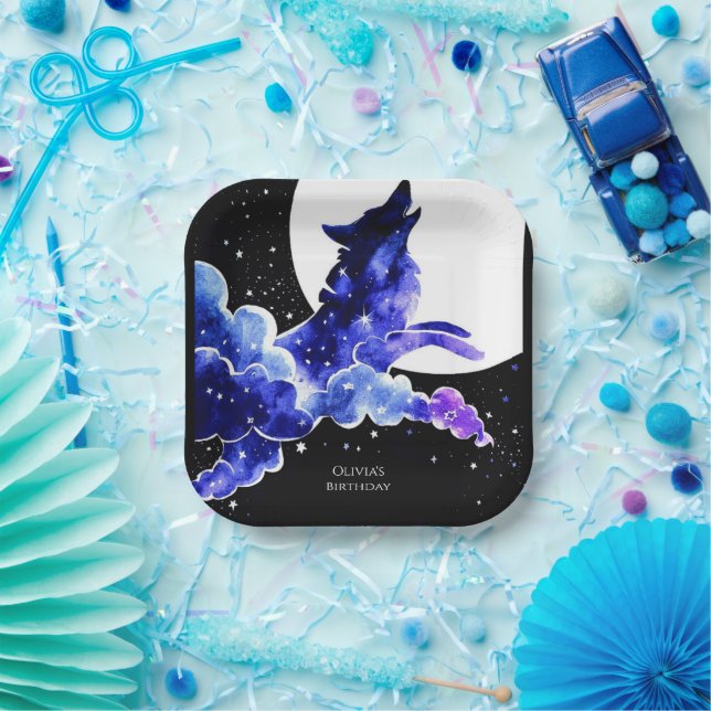 Charming Howling Wolf Birthday Paper Plate (Party)