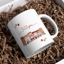 Charming "I Love You" Town Illustration Mug
