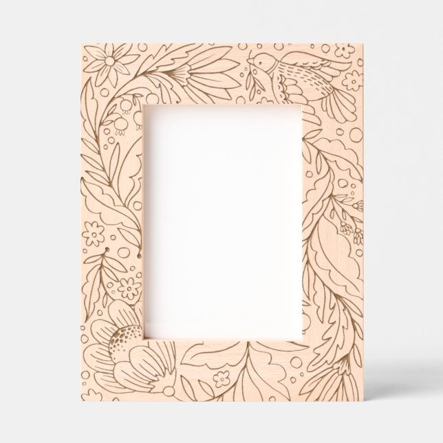 Charming Illustrated Dove and Folk Floral Frame (Front)
