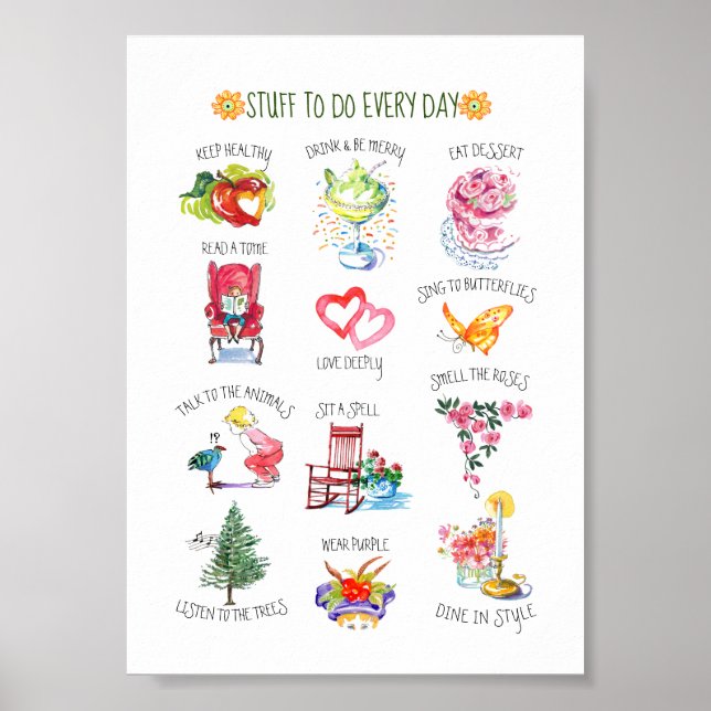 Charming Illustrated Stuff To Do Every Day Poster (Front)