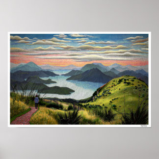 CHARMING ILLUSTRATION 'NEW ZEALAND' POSTER