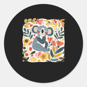 Charming Illustration Of A Koala Surrounded  Classic Round Sticker
