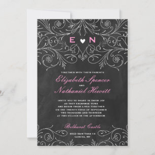 Charming Initials Chalkboard Wedding Invitation