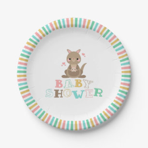 Charming Kangaroo Baby Shower Paper Plate