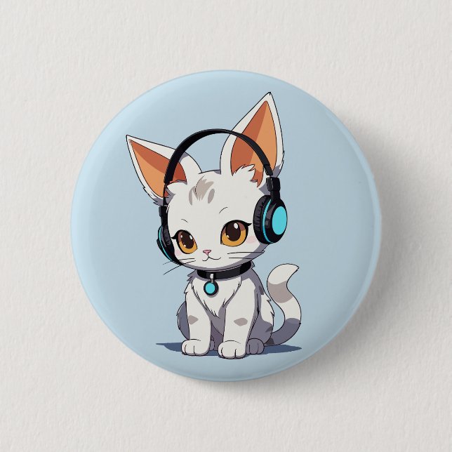 Charming Kawaii Cat Design 6 Cm Round Badge (Front)