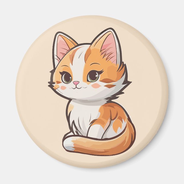 Charming Kawaii Kitten Magnet (Front)