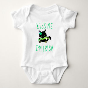 Charming Kiss Me I'm Irish Cat Baby Bodysuit
