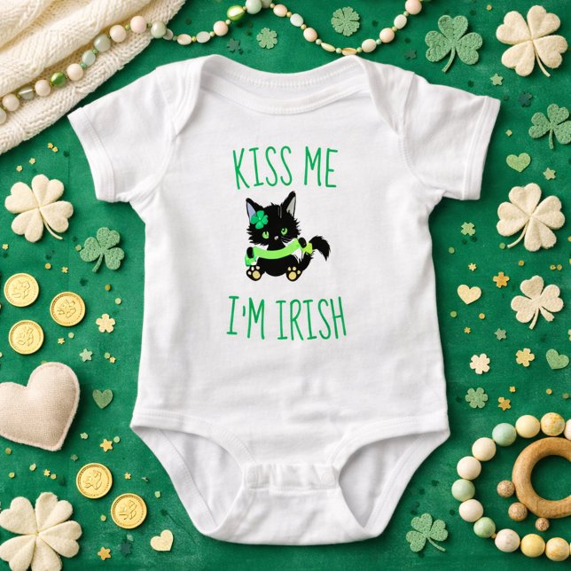 Charming Kiss Me I'm Irish Cat Baby Bodysuit (Creator Uploaded)
