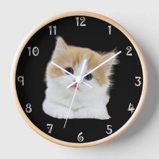 Charming Kitten Adorable Timepiece Wall Clock