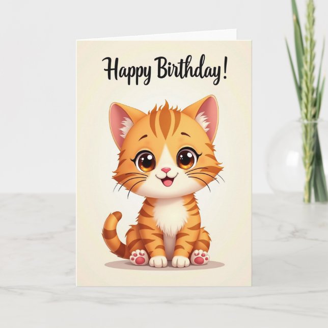 Charming Kitten Birthday Card (Front)