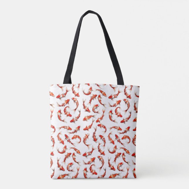 Charming koi carp, fortune fish, watercolor tote bag (Back)