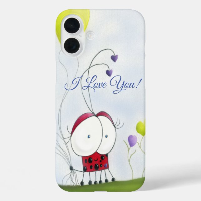 Charming Ladybug with Colourful Heart Balloons Case-Mate iPhone Case (Back)