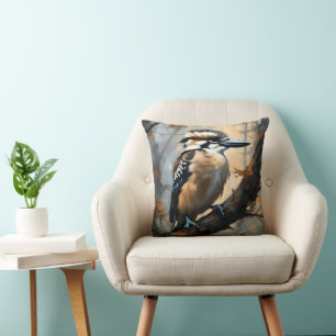 Charming Laughter: Kookaburra in Oil Paint Cushion