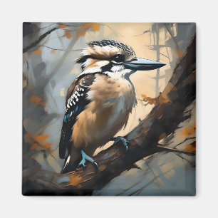 Charming Laughter: Kookaburra in Oil Paint Magnet