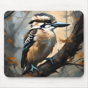 Charming Laughter: Kookaburra in Oil Paint Mouse Pad