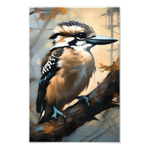 Charming Laughter: Kookaburra in Oil Paint Photo Print