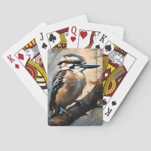 Charming Laughter: Kookaburra in Oil Paint Playing Cards