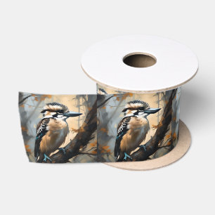 Charming Laughter: Kookaburra in Oil Paint Satin Ribbon