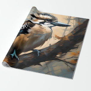 Charming Laughter: Kookaburra in Oil Paint Wrapping Paper