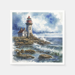 Charming Lighthouse with Waves Napkin