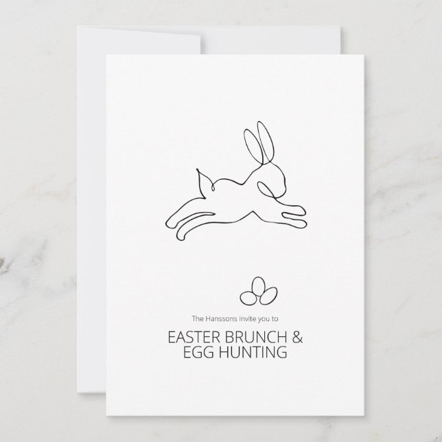 Charming line drawing of the Easter Bunny Invitation (Front)