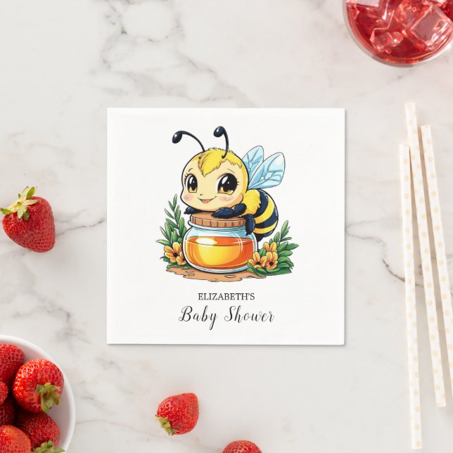 Charming Little Bee Baby Shower Napkin (Insitu)