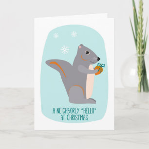 Charming Little Squirrel Christmas for Neighbour Holiday Card