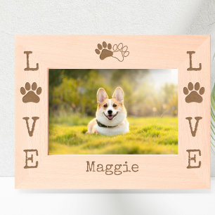 Charming LOVE Dog Paw Print Modern Personalised Etched Frames