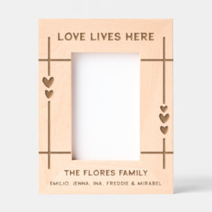 Charming Love Lives Here Hearts Family Etched Frames