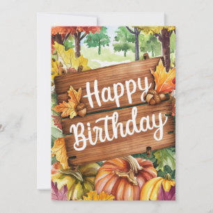 Charming Lovely Forest Autumn Fall Happy Birthday Card
