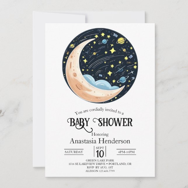 Charming Lovely Stars Baby Shower Invitation (Front)