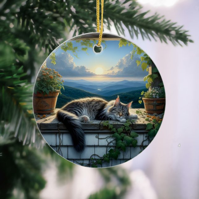 Charming Maine Coon Keepsake Ceramic Ornament (Creator Uploaded)