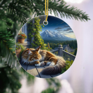 Charming Maine Coon Keepsake Ceramic Ornament