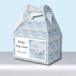 Charming Mama Swan With Babies in Peach Sunset Favour Box