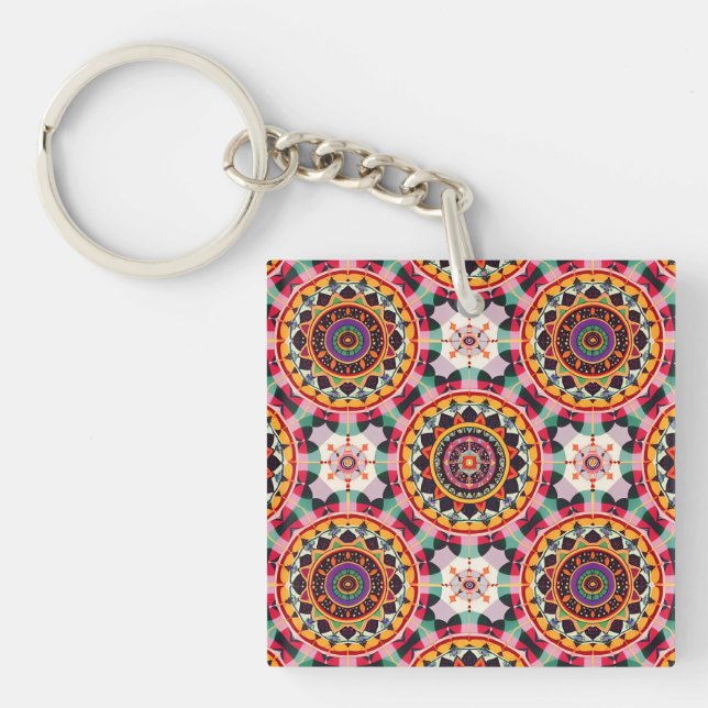  Charming Mandala Pattern  Key Ring (Front)