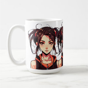 Charming Manga Girl: Anime Vector Illustration Coffee Mug